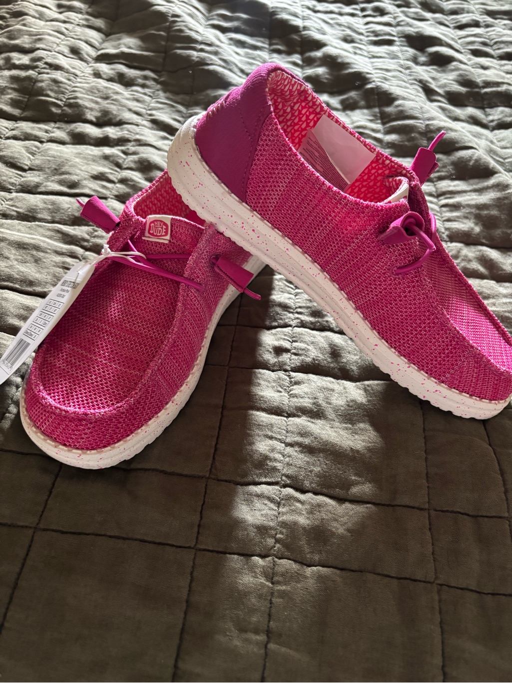 Hey Dude Hot Pink Knit Slip-On Sneakers
